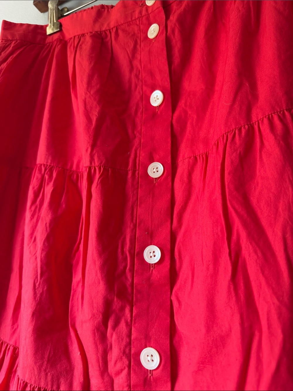 Madewell Red Button-Front Tiered Midi Skirt - Picture 6 of 8